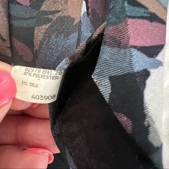 Vintage Oscar de la Renta Poly Silk Blend Tie Abstract Brushstrokes 80’s Retro - Picture 3 of 3